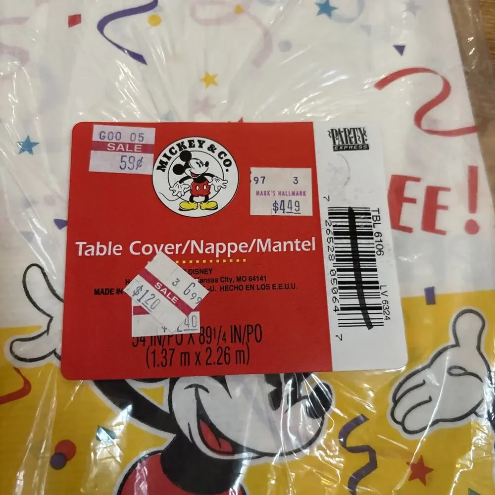 Set Of 3 Vintage Disney Mickey Mouse Minnie Mouse Paper Party Tablecloths 54x89
